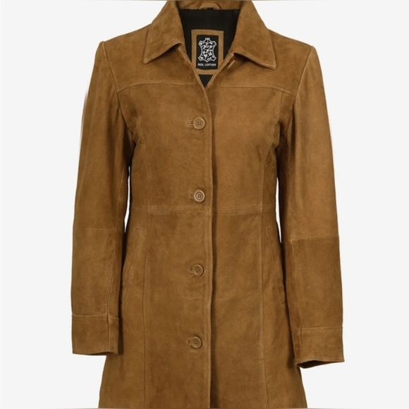 Jackets & Blazers - NWT Fan Jackets Kandis Suede 3/4 Length Nutmeg Suede Jacket Size Medium